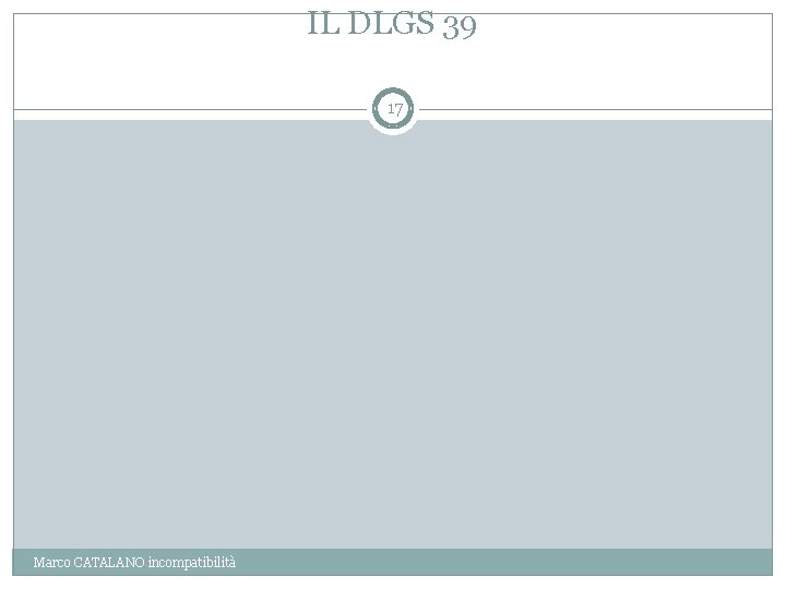 IL DLGS 39 17 Marco CATALANO incompatibilità 