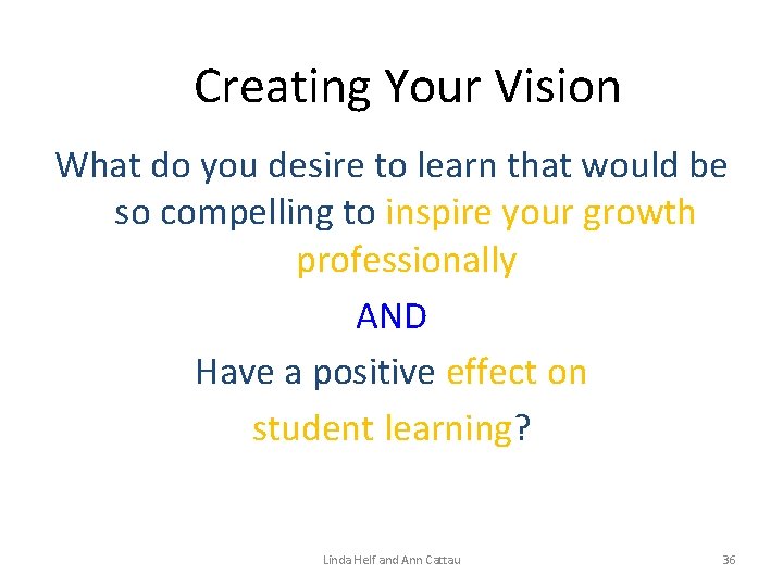 Creating Your Vision What do you desire to learn that would be so compelling