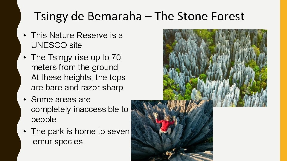 Tsingy de Bemaraha – The Stone Forest • This Nature Reserve is a UNESCO