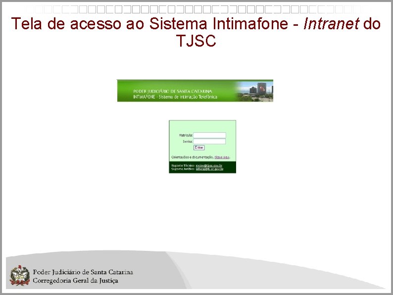 Tela de acesso ao Sistema Intimafone - Intranet do TJSC 