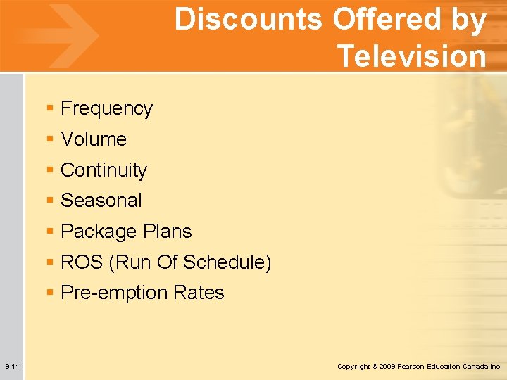 Discounts Offered by Television § Frequency § Volume § Continuity § Seasonal § Package