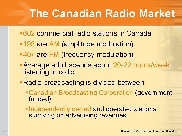 The Canadian Radio Market § 602 commercial radio stations in Canada § 195 are