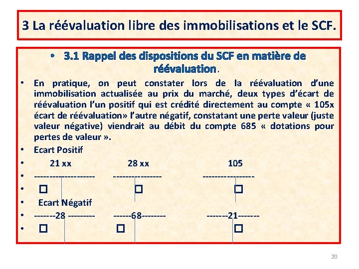 3 La réévaluation libre des immobilisations et le SCF. • 3. 1 Rappel des