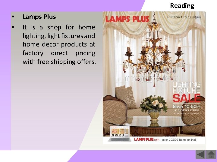 Reading • Lamps Plus • It is a shop for home lighting, light fixtures