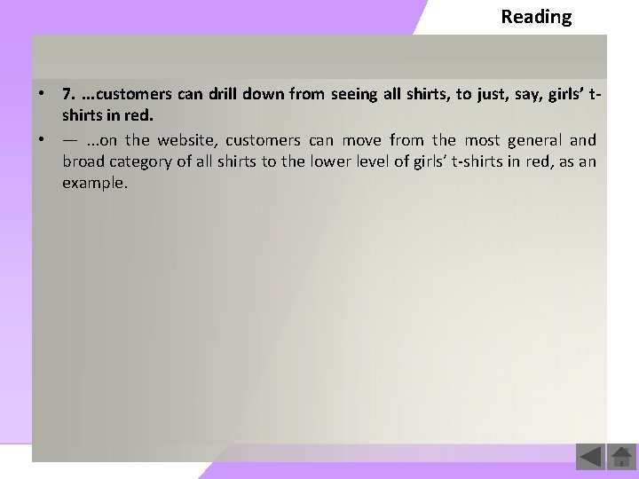 Reading • 7. . customers can drill down from seeing all shirts, to just,