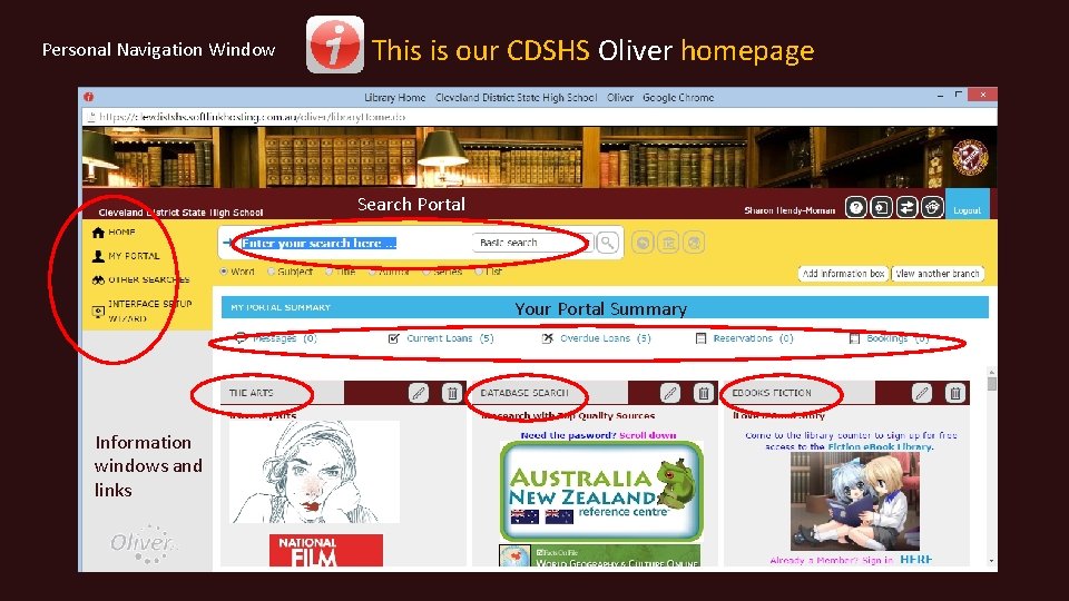 Personal Navigation Window This is our CDSHS Oliver homepage Search Portal Your Portal Summary