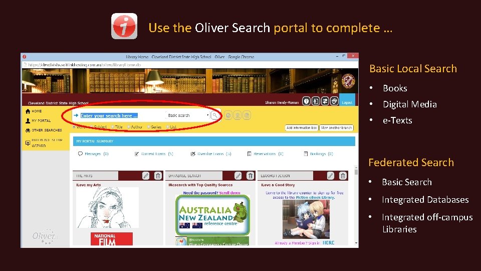 Use the Oliver Search portal to complete … Basic Local Search • Books •