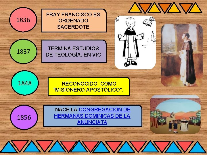 1836 FRAY FRANCISCO ES ORDENADO SACERDOTE 1837 TERMINA ESTUDIOS DE TEOLOGÍA, EN VIC 1848