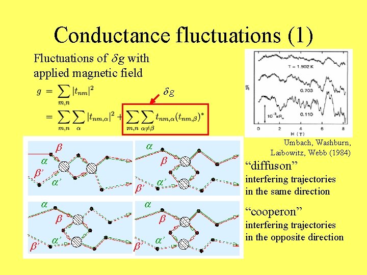 Conductance fluctuations (1) Fluctuations of d g with applied magnetic field dg a b’