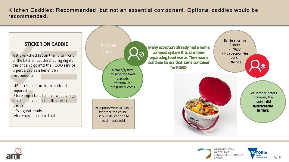 Kitchen Caddies: Recommended, but not an essential component. Optional caddies would be recommended. STICKER