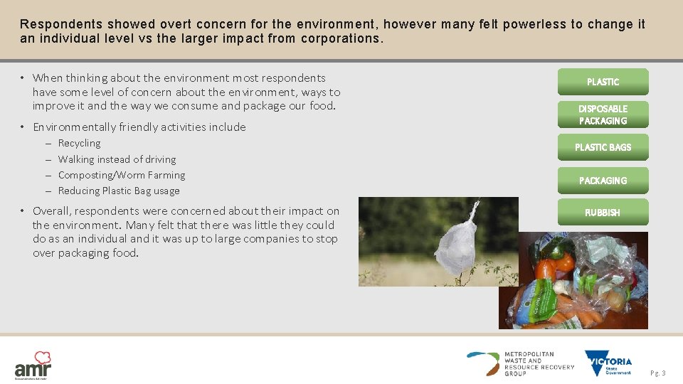 Respondents showed overt concern for the environment, however many felt powerless to change it