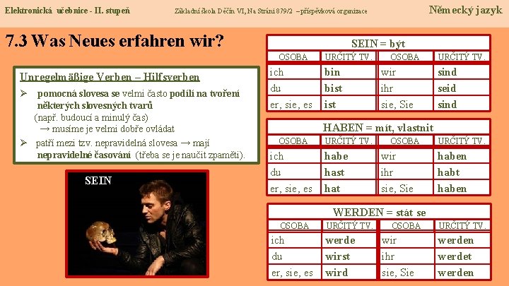 Elektronická učebnice - II. stupeň 7. 3 Was Neues erfahren wir? SEIN = být