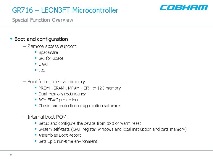 GR 716 – LEON 3 FT Microcontroller Special Function Overview • Boot and configuration