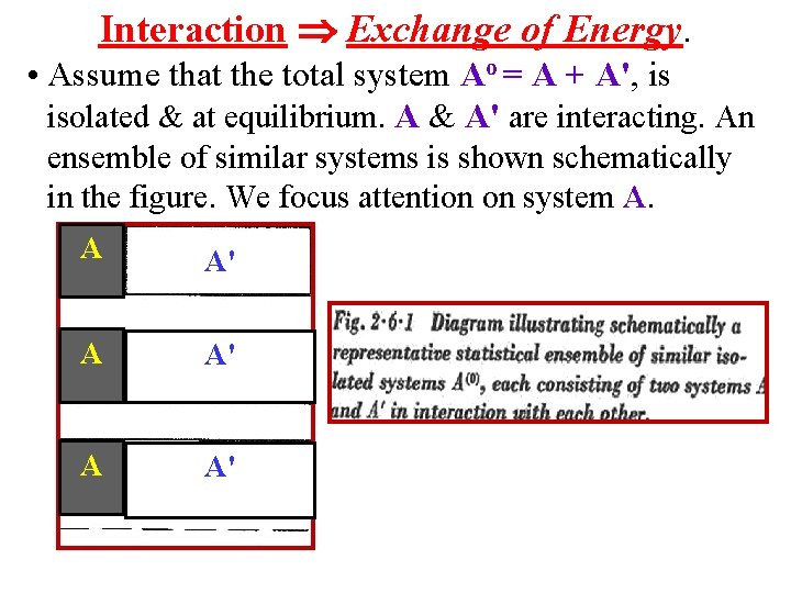 Interaction Exchange of Energy. • Assume that the total system Ao = A +