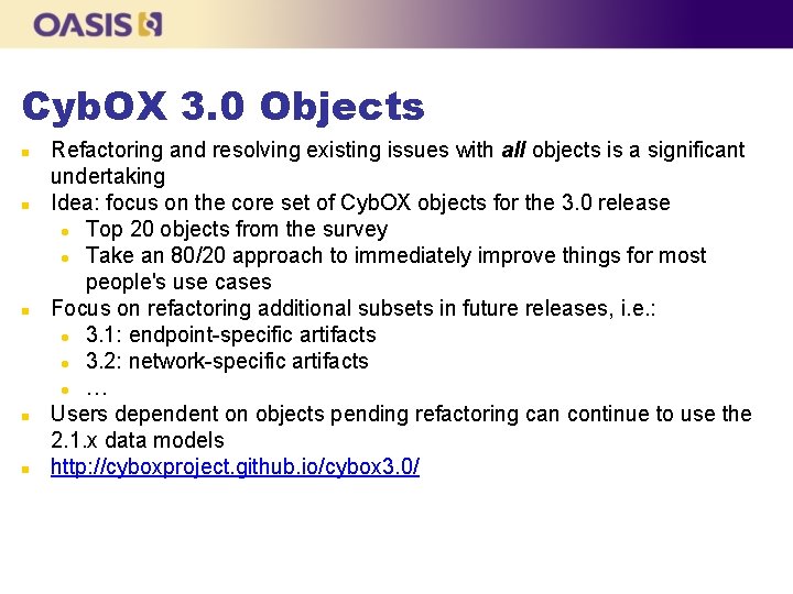 Cyb. OX 3. 0 Objects Refactoring and resolving existing issues with all objects is