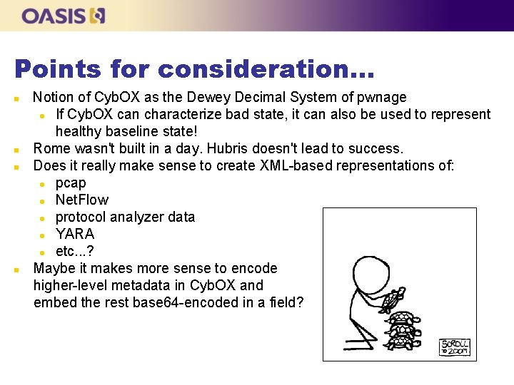Points for consideration. . . Notion of Cyb. OX as the Dewey Decimal System