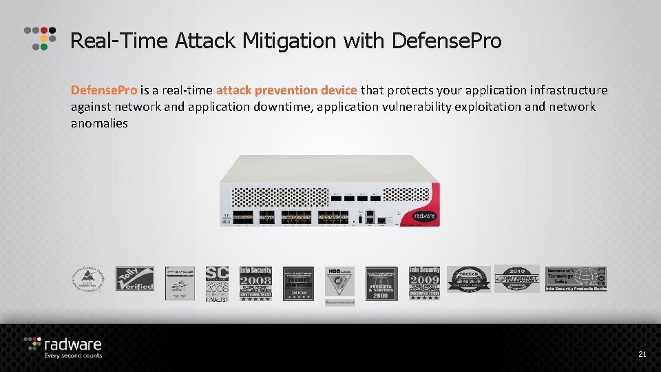 Real-Time Attack Mitigation with Defense. Pro is a real-time attack prevention device that protects
