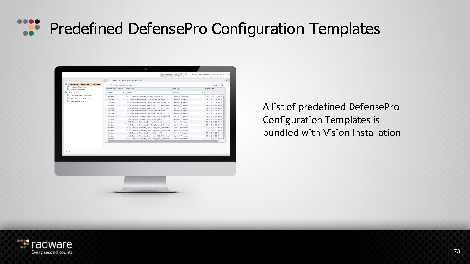 Predefined Defense. Pro Configuration Templates A list of predefined Defense. Pro Configuration Templates is