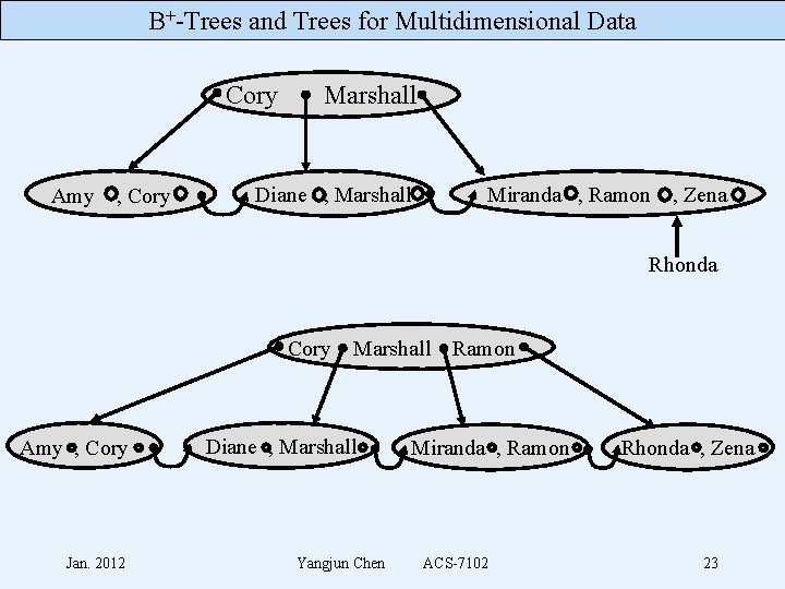 B+-Trees and Trees for Multidimensional Data Cory Amy , Cory Marshall Diane , Marshall