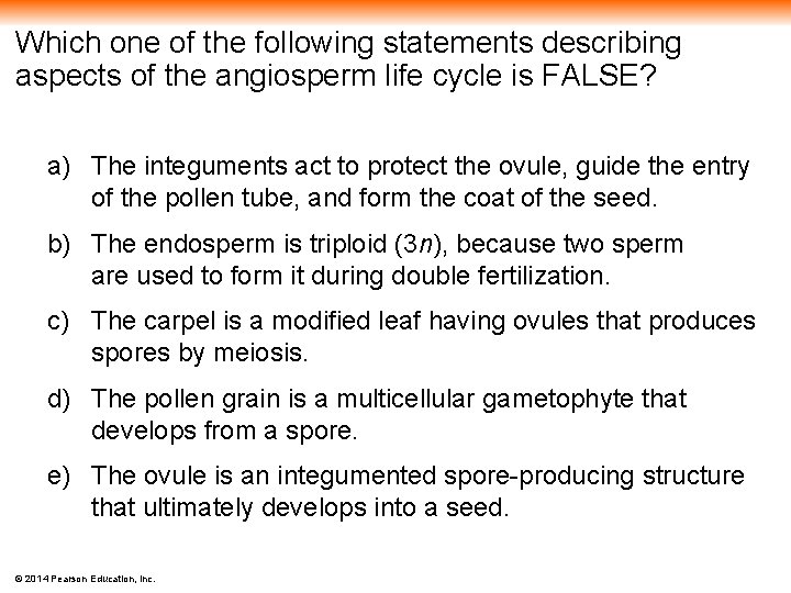 Which one of the following statements describing aspects of the angiosperm life cycle is