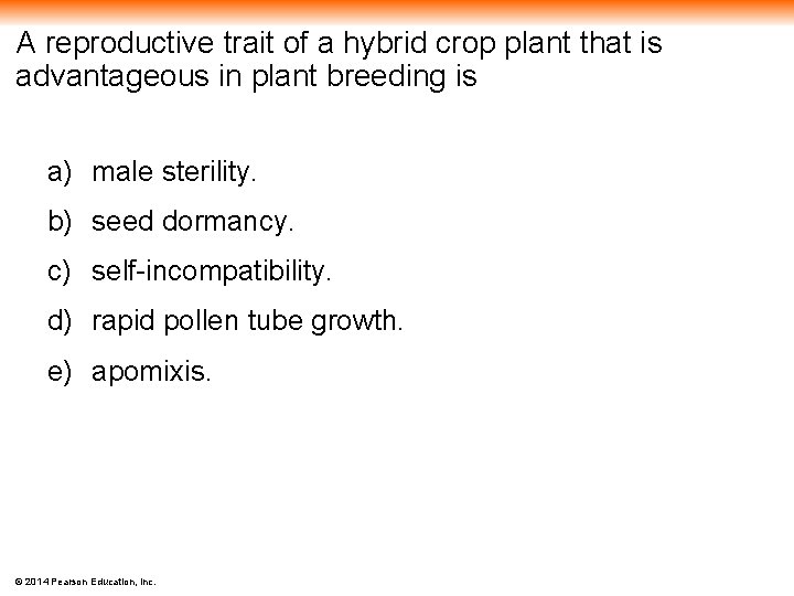 A reproductive trait of a hybrid crop plant that is advantageous in plant breeding