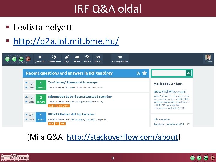 IRF Q&A oldal § Levlista helyett § http: //q 2 a. inf. mit. bme.