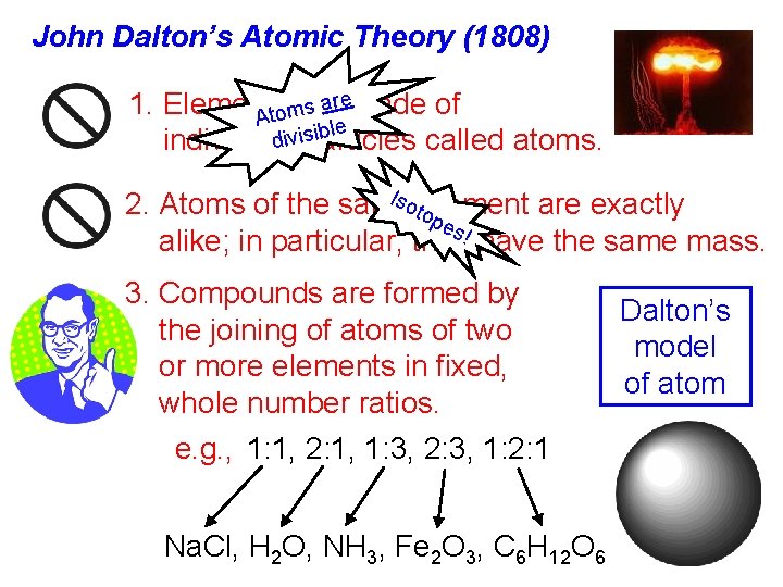 John Dalton’s Atomic Theory (1808) aremade of 1. Elements are s m o At