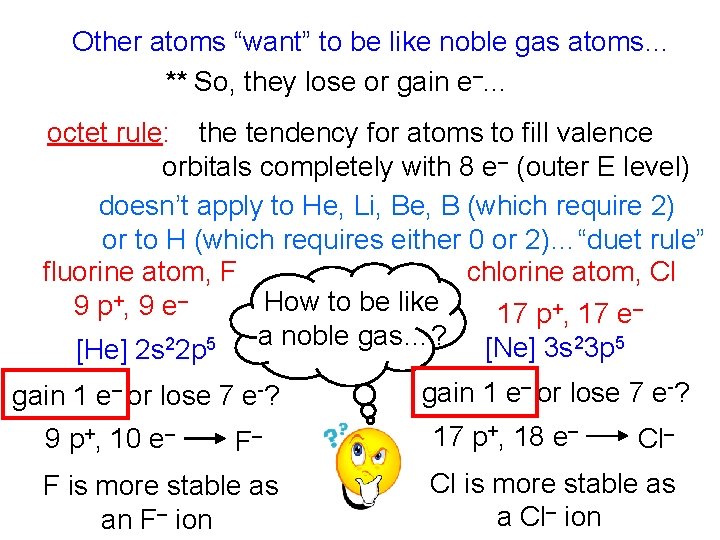 Other atoms “want” to be like noble gas atoms… ** So, they lose or