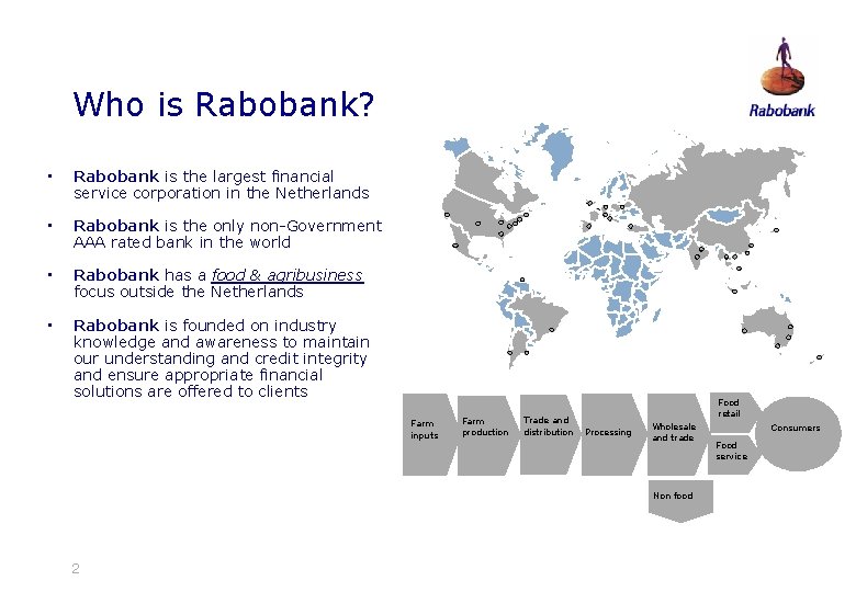 Who is Rabobank? • Rabobank is the largest financial service corporation in the Netherlands