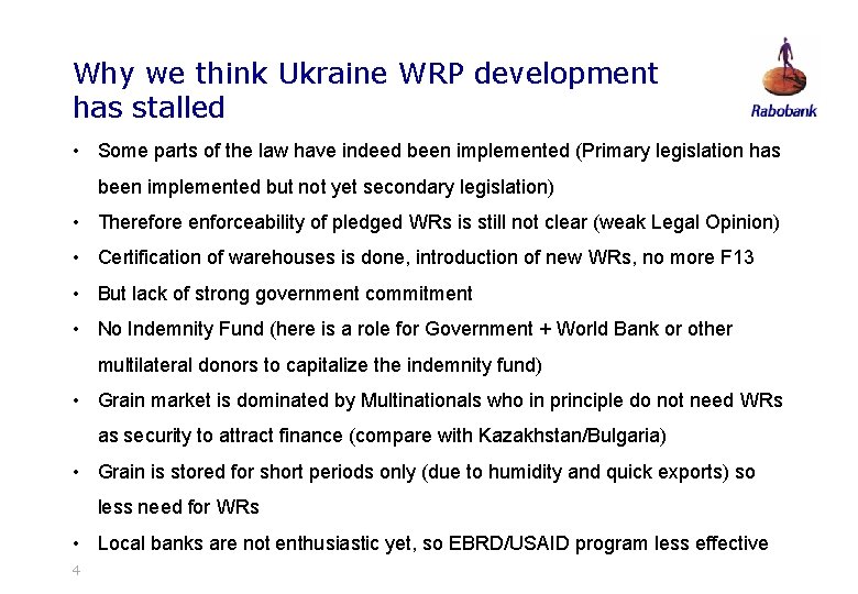 Why we think Ukraine WRP development has stalled • Some parts of the law