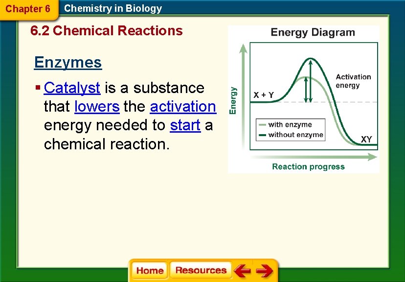 Chapter 6 Chemistry in Biology 6. 2 Chemical Reactions Enzymes § Catalyst is a