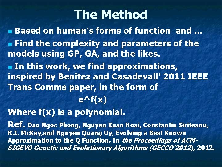 The Method Based on human’s forms of function and … n Find the complexity