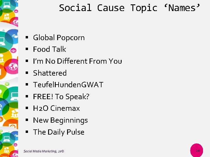 Social Cause Topic ‘Names’ Global Popcorn Food Talk I’m No Different From You Shattered