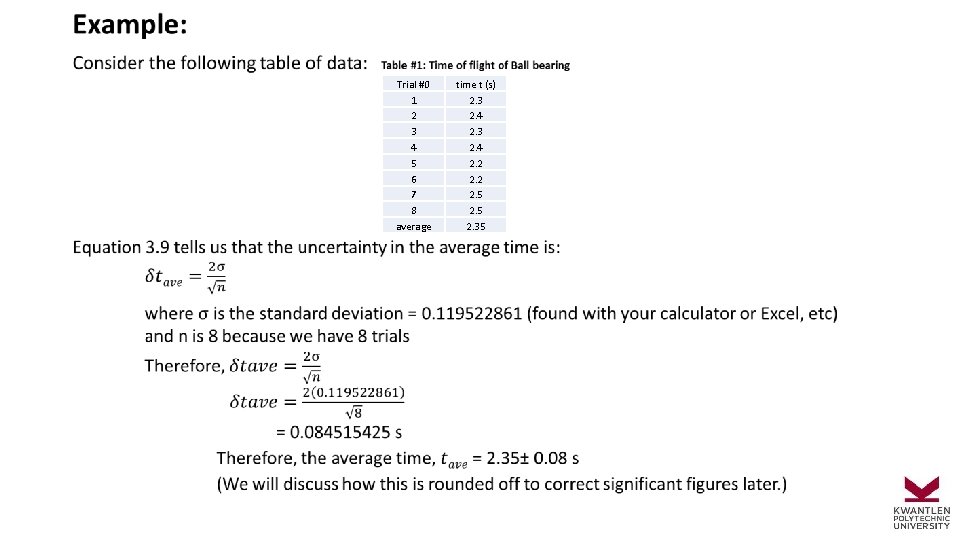  Trial #0 1 2 3 4 5 6 7 8 average time t