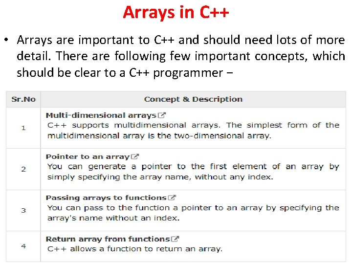 Arrays in C++ • Arrays are important to C++ and should need lots of