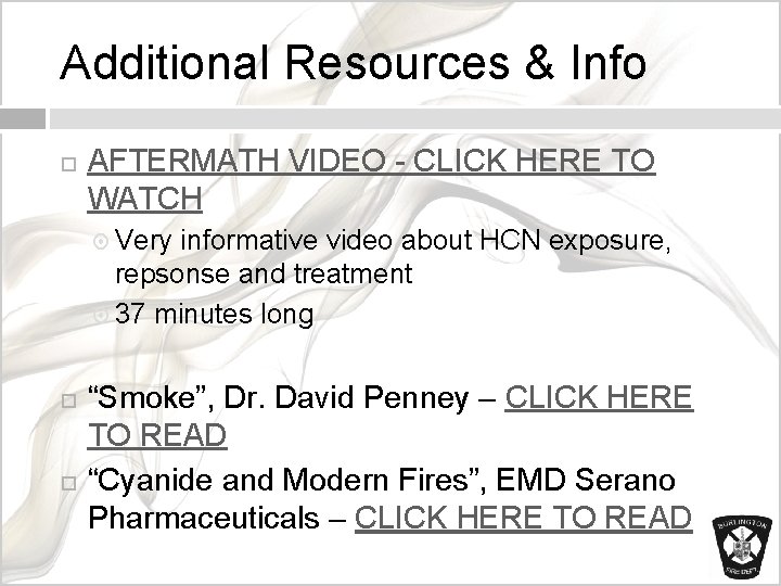 Additional Resources & Info AFTERMATH VIDEO - CLICK HERE TO WATCH Very informative video