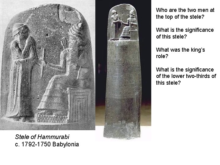 Who are the two men at the top of the stele? What is the