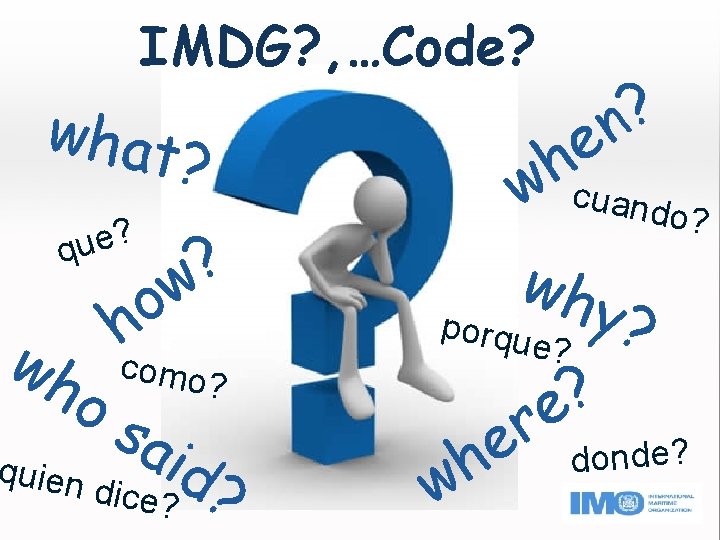 IMDG? , …Code? what ? e u q ? o h ? w wh