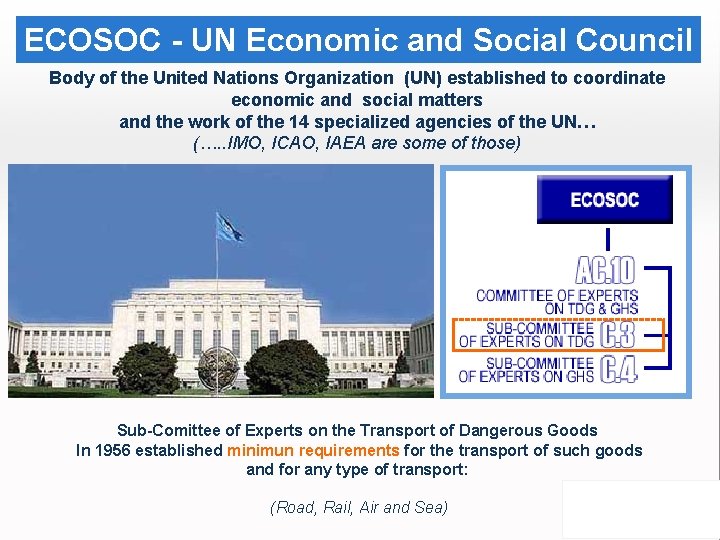 ECOSOC - UN Economic and Social Council Body of the United Nations Organization (UN)