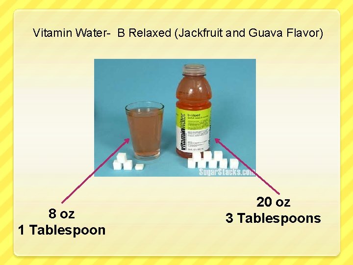 Vitamin Water- B Relaxed (Jackfruit and Guava Flavor) 8 oz 1 Tablespoon 20 oz