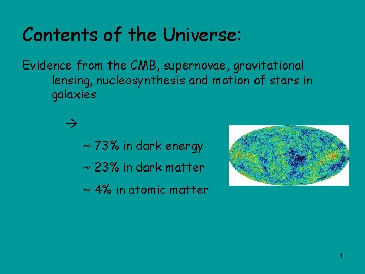 Contents of the Universe: Evidence from the CMB, supernovae, gravitational lensing, nucleosynthesis and motion