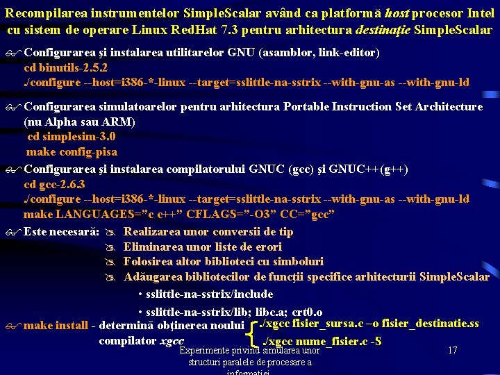 Recompilarea instrumentelor Simple. Scalar având ca platformă host procesor Intel cu sistem de operare