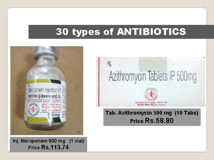 30 types of ANTIBIOTICS Tab. Azithromycin 500 mg (10 Tabs) Price Rs. 58. 80