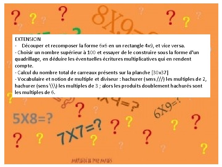 EXTENSION - Découper et recomposer la forme 6 x 6 en un rectangle 4