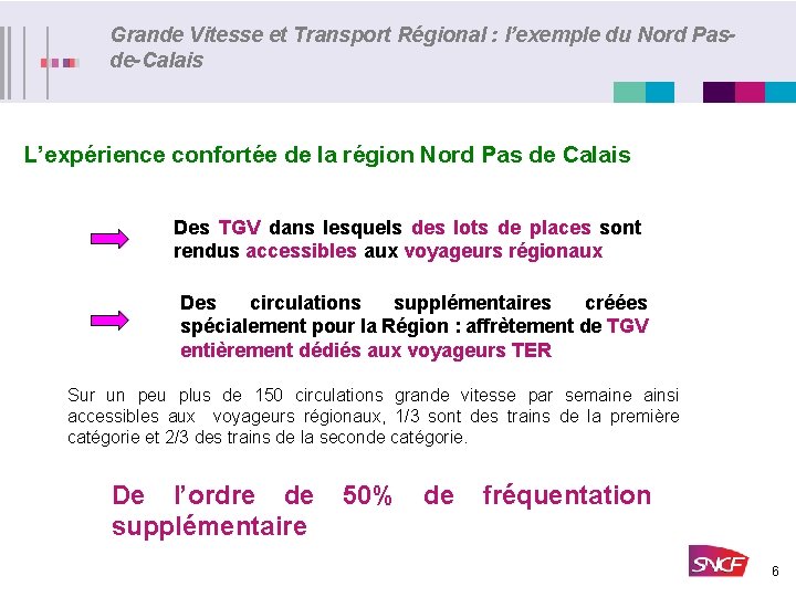 Grande Vitesse et Transport Régional : l’exemple du Nord Pasde-Calais L’expérience confortée de la