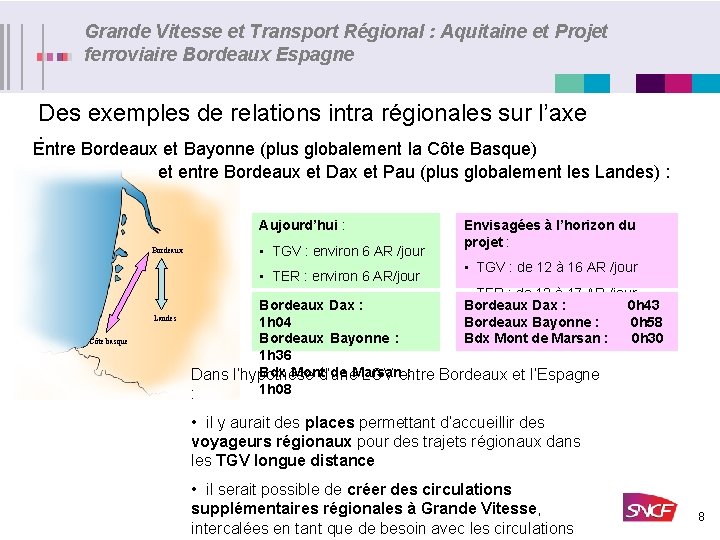 Grande Vitesse et Transport Régional : Aquitaine et Projet ferroviaire Bordeaux Espagne Des exemples