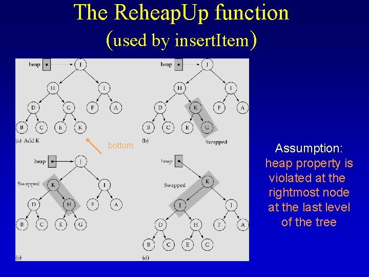 The Reheap. Up function (used by insert. Item) bottom Assumption: heap property is violated