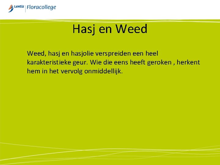 Hasj en Weed, hasj en hasjolie verspreiden een heel karakteristieke geur. Wie die eens