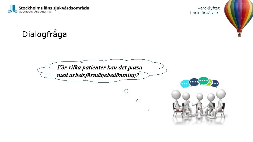 Värdelyftet i primärvården Dialogfråga För vilka patienter kan det passa med arbetsförmågebedömning? 