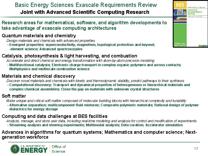 Basic Energy Sciences Exascale Requirements Review Joint with Advanced Scientific Computing Research areas for